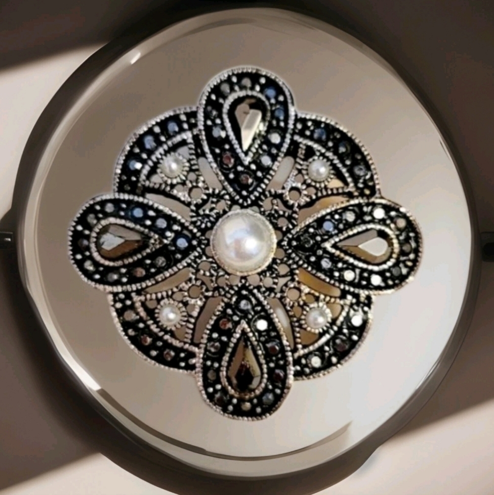 Vintage Pearl & Marcassite Encrusted Silver Brooch
